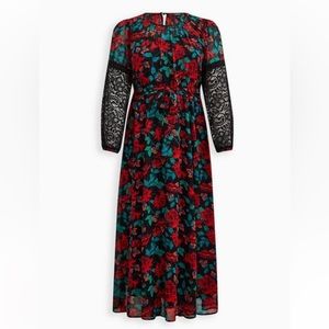 Torrid Maxi peasant dress chiffon floral black